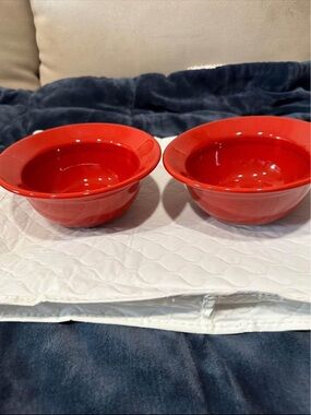 Pier 1 Bright Red Ceramic salad Bowls - Set of 2